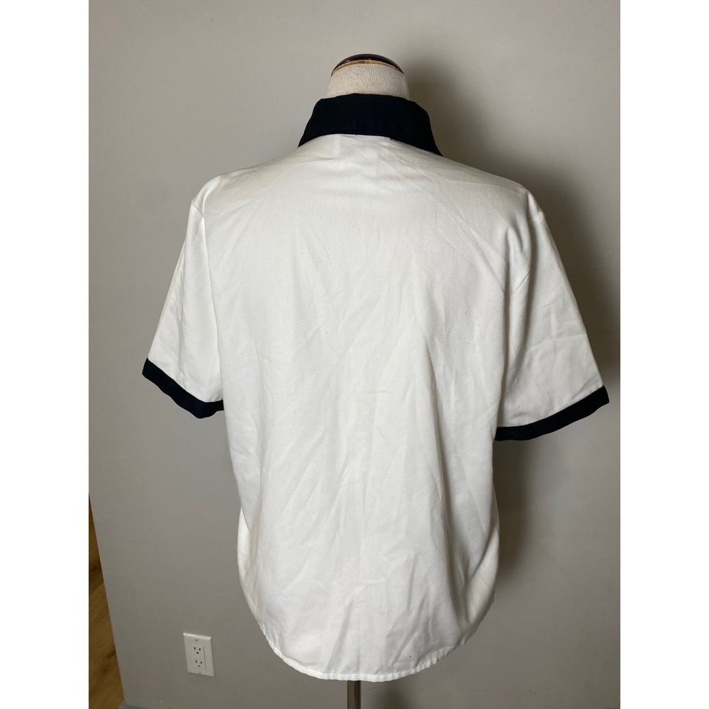 Vintage JG Petite by Joyce 90s Abstract Embroidered Shirt Black White Colorblock - Picture 6 of 7